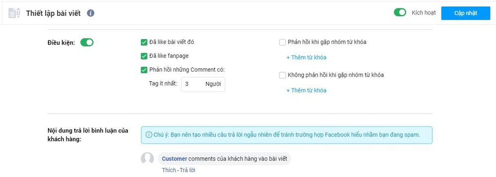 Bizfly Chat minigame phát mã giảm giá trên Fanpage